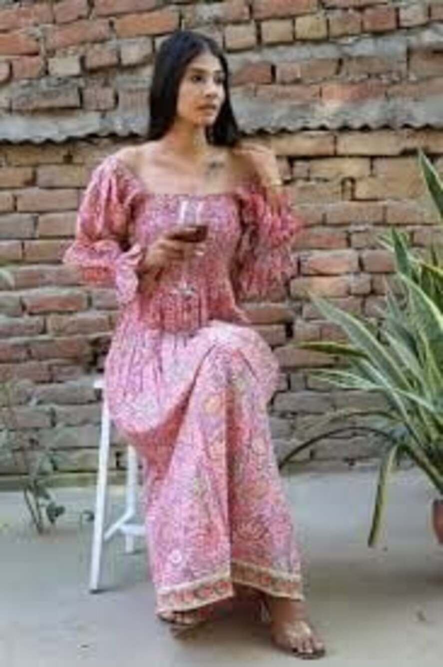 Pink Lily Pink and Orange Floral Print Maxi Dress Size S